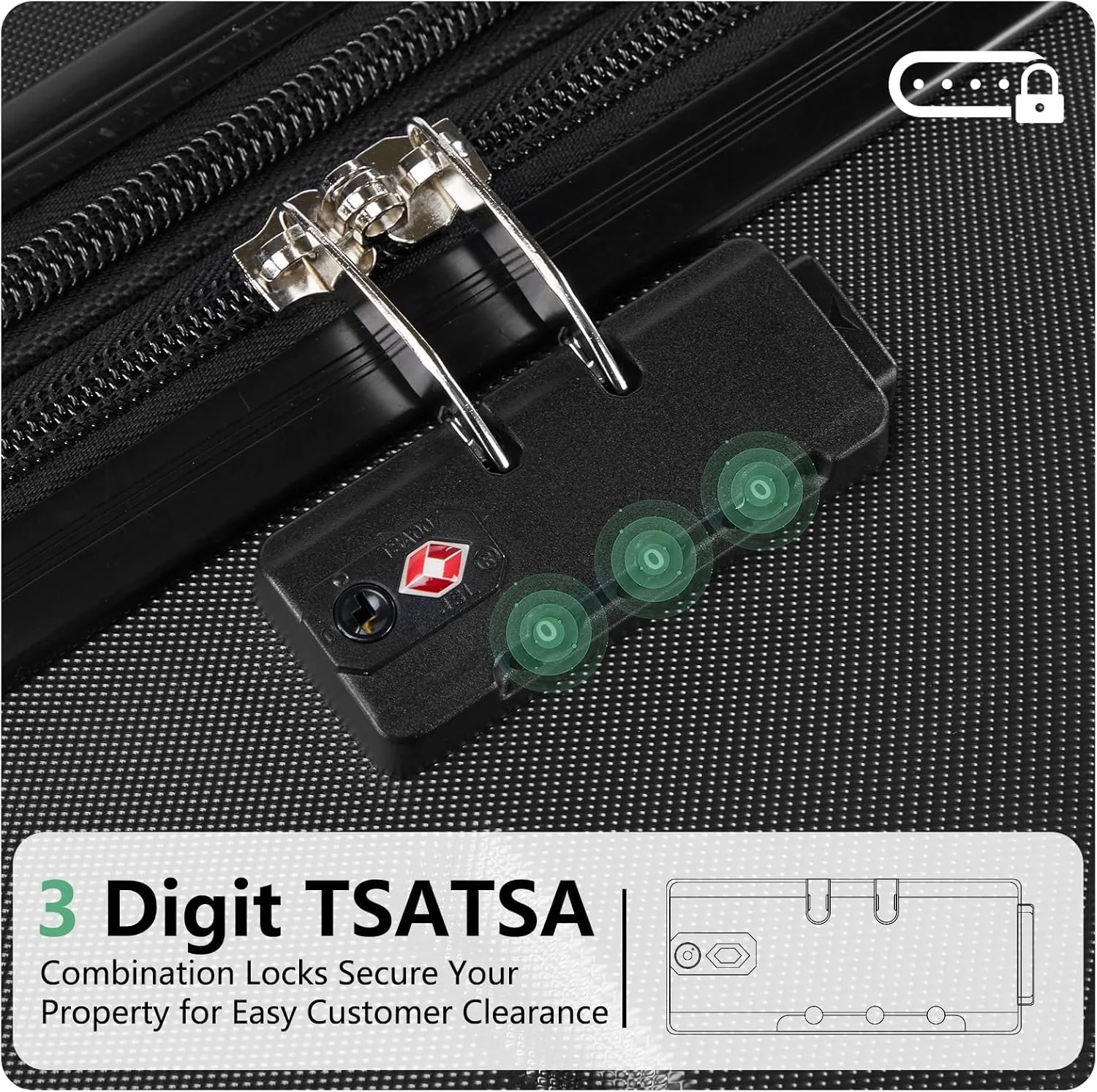20" Modern Design Caryy-on Luggage with Wheels ABS Luggage TSA-approved Carry-on Trolley Case Lightweight (Black)