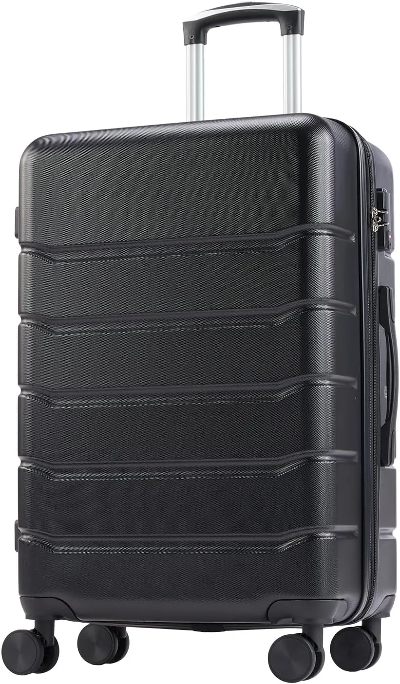 20" Modern Design Caryy-on Luggage with Wheels ABS Luggage TSA-approved Carry-on Trolley Case Lightweight (Black)