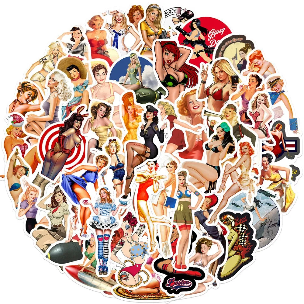 50pcs anime Decal Stickers | Hot girl Waifu stickers Decal Stickers | For  suitcase laptop Car Truck Waterproof Car stickers