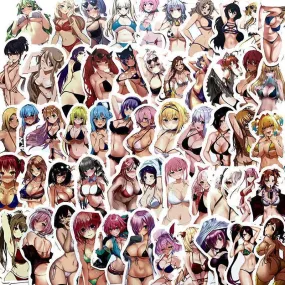 50pcs Kawai anime Decal Stickers | beauty girl Waifu stickers Decal Stickers | For  suitcase laptop Car Truck Waterproof Car stickers