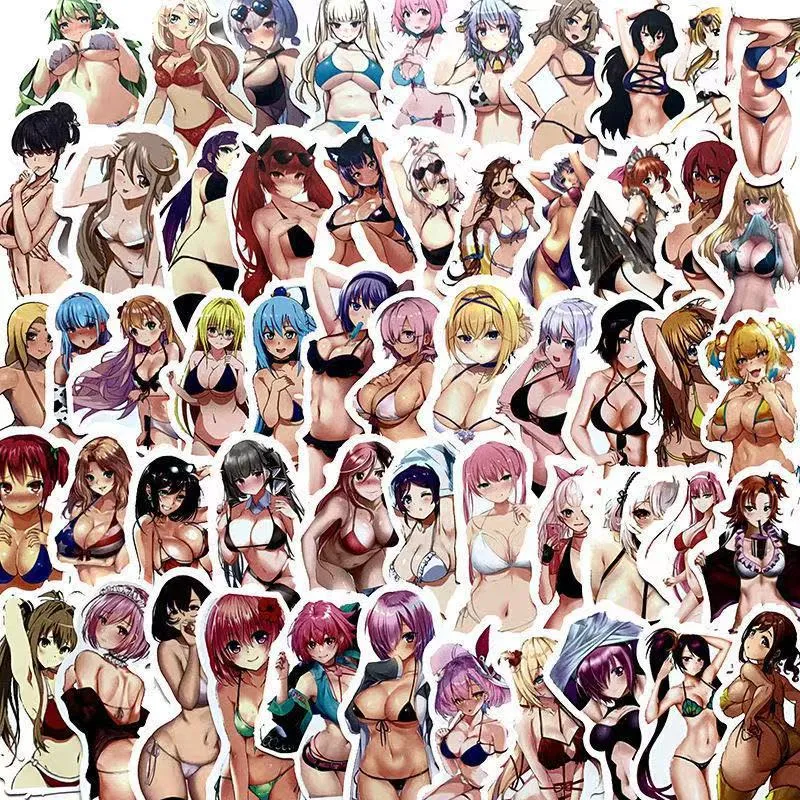 50pcs Kawai anime Decal Stickers | beauty girl Waifu stickers Decal Stickers | For  suitcase laptop Car Truck Waterproof Car stickers