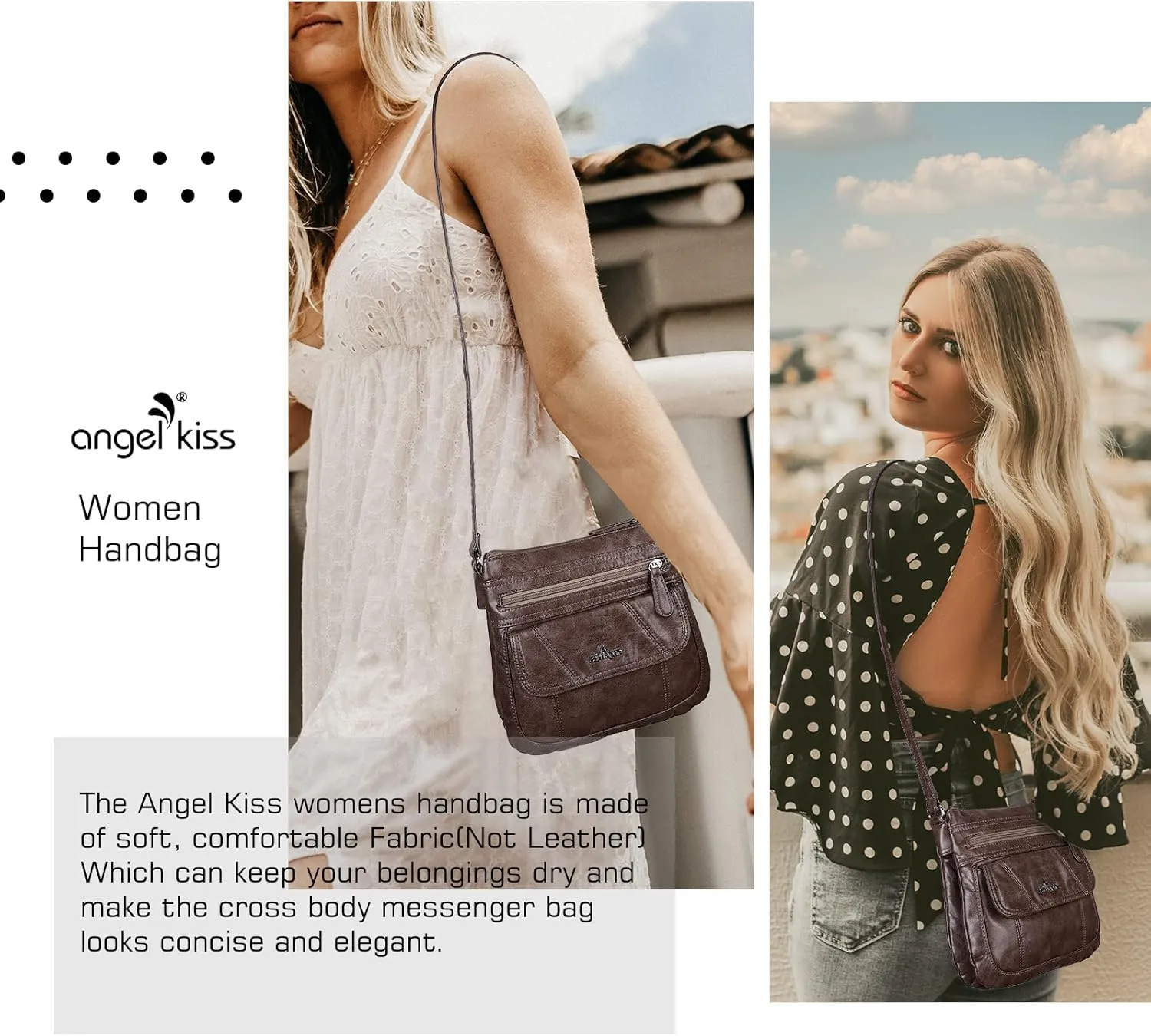 Angel Kiss Crossbody Bags for Women PU Leather Shoulder Handbag Ladies Purses and Handbag with adjustable Strap