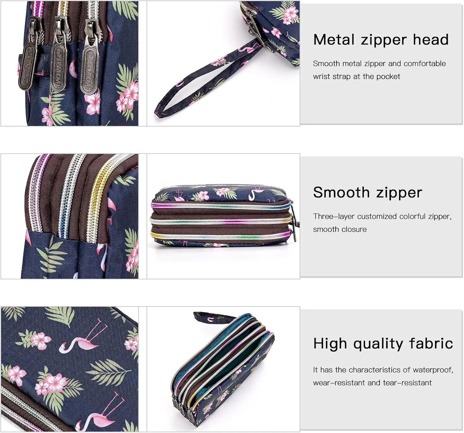 BIAOTIE Large Capacity Wristlet Wallet - Women Printed Nylon Waterproof Handbag Clutch Purse