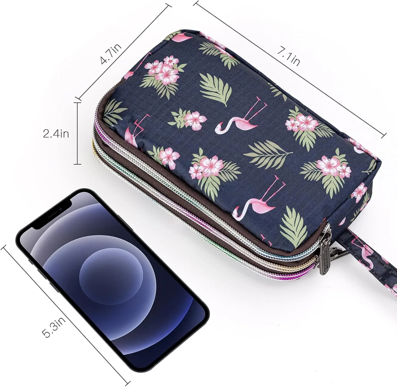 BIAOTIE Large Capacity Wristlet Wallet - Women Printed Nylon Waterproof Handbag Clutch Purse