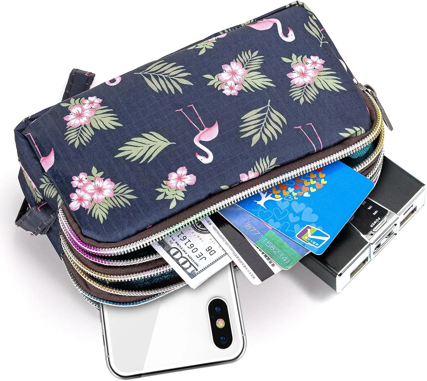 BIAOTIE Large Capacity Wristlet Wallet - Women Printed Nylon Waterproof Handbag Clutch Purse
