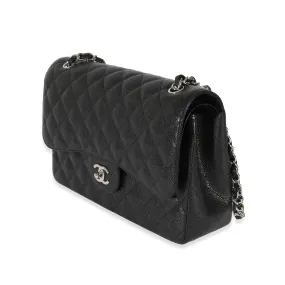 Black Caviar Jumbo Classic Double Flap Handbag