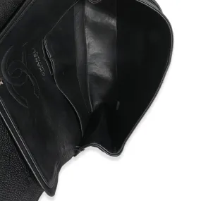 Black Quilted Caviar Medium Classic Double Flap Handbag