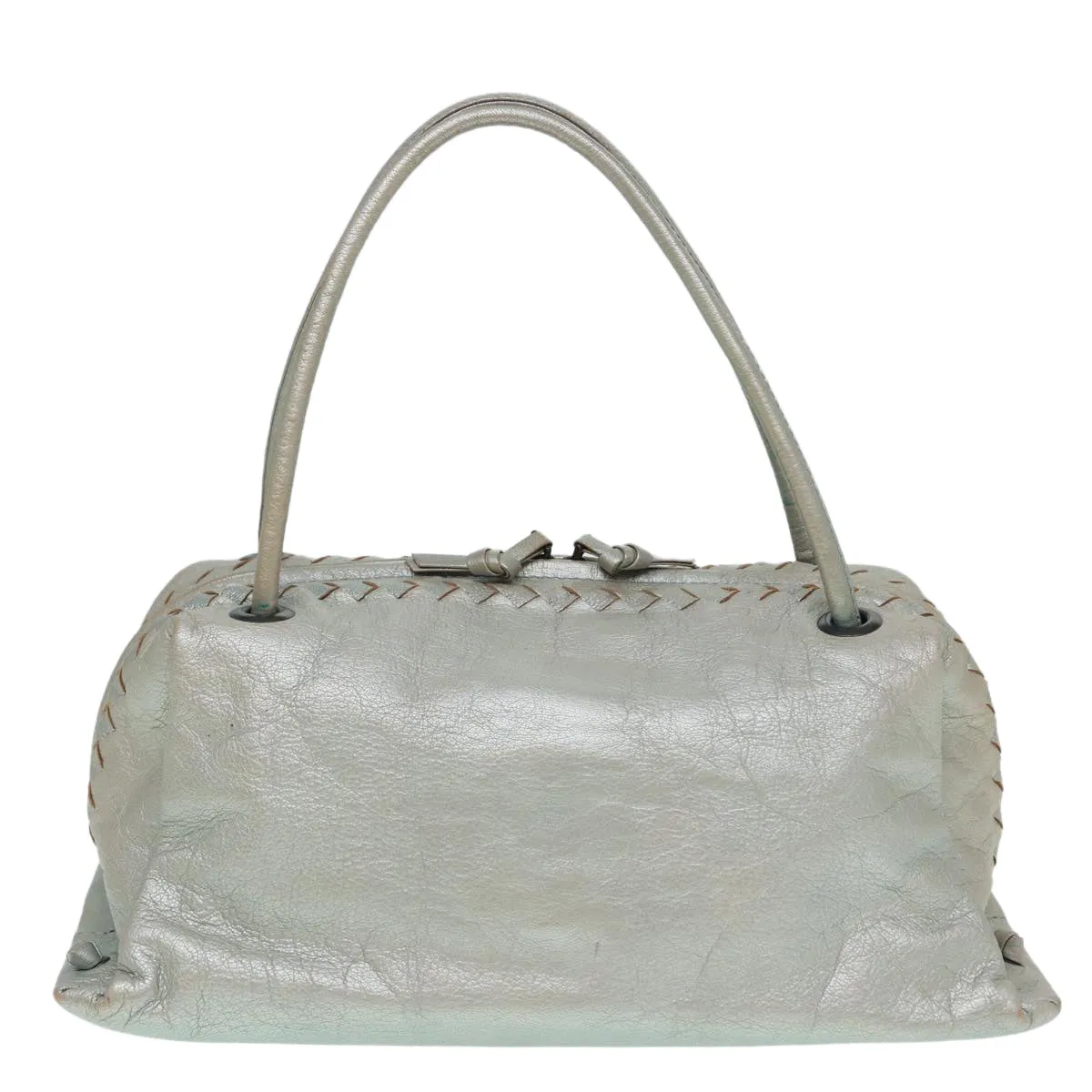 Bottega Veneta Silver Leather Handbag (Pre-Owned)