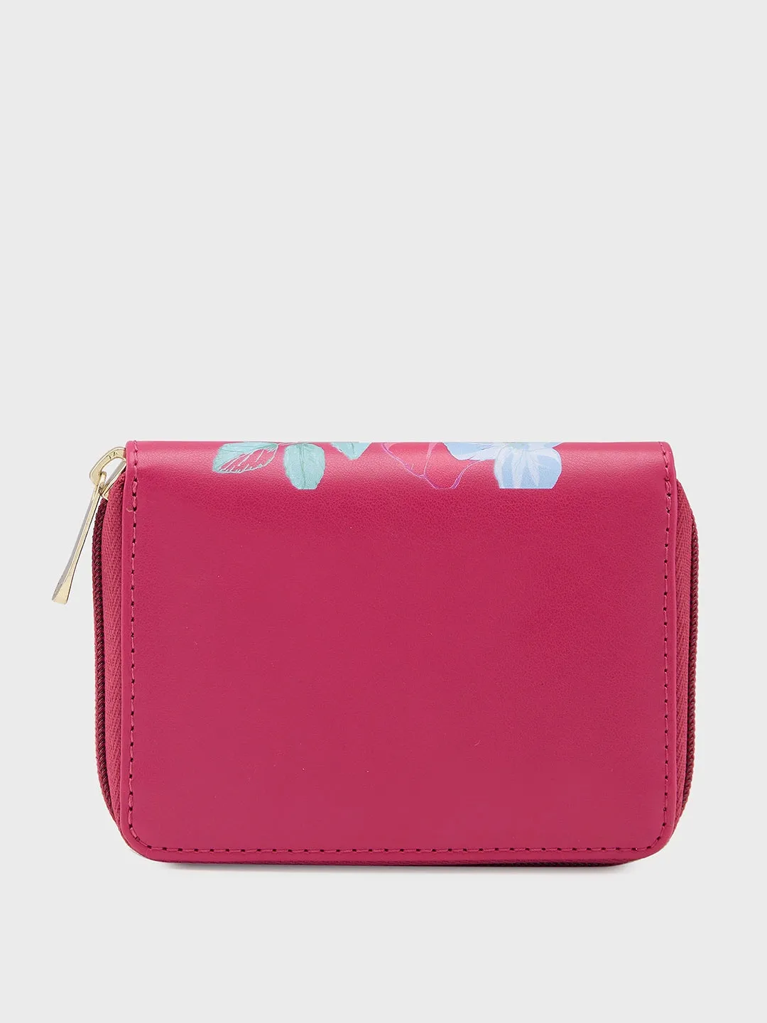 Caprese Shanaya Zip Around Printed Wallet Small Burgundy