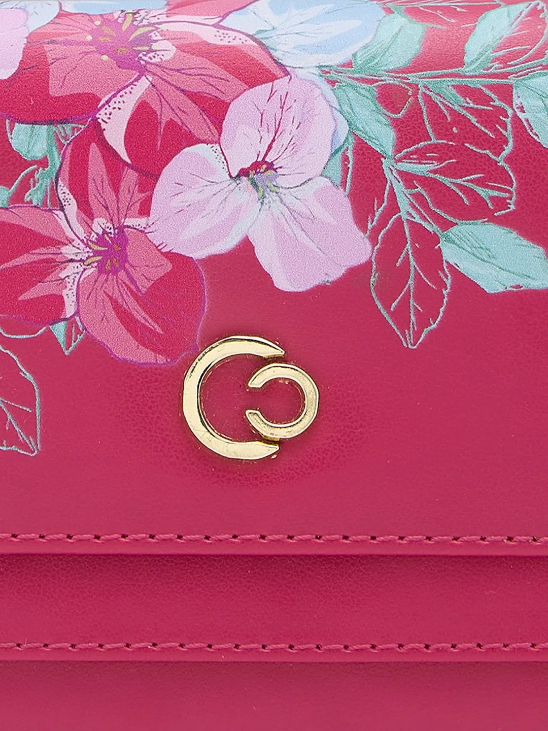 Caprese Shanaya Zip Around Printed Wallet Small Burgundy
