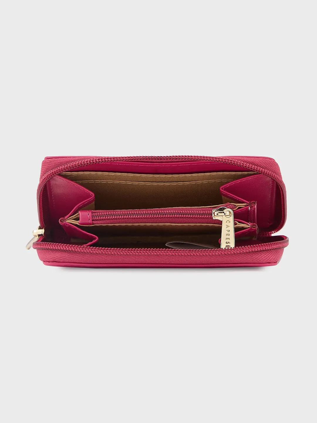 Caprese Shanaya Zip Around Printed Wallet Small Burgundy