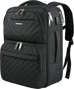 EMPSIGN Travel Backpack for Women, Large Carry On Backpack Airline Approved Personal Item, 17 inch TSA Friendly Laptop Backpack with USB Port, Casual Daypack for Weekender Business Hiking, Black