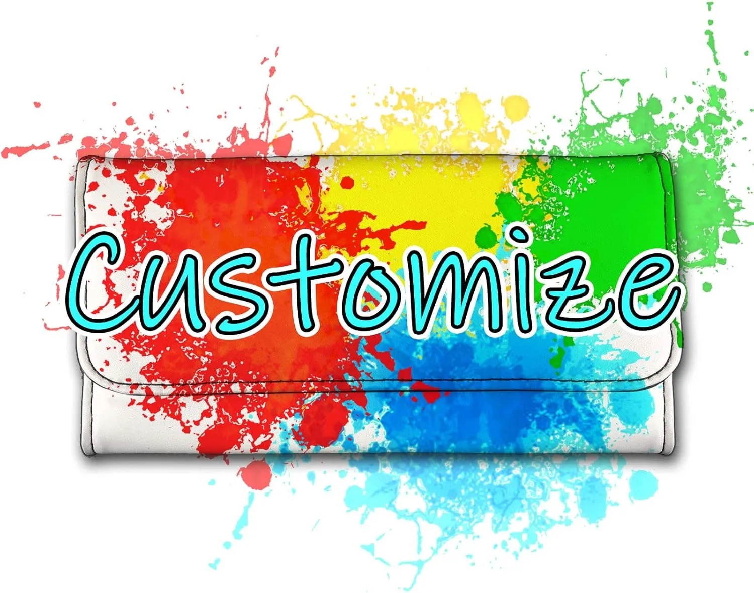 Howilath Custom Women's Travel Large Trifold Wallet, Customize Printed PU Leather Triple Compartment Wallet/Clutch