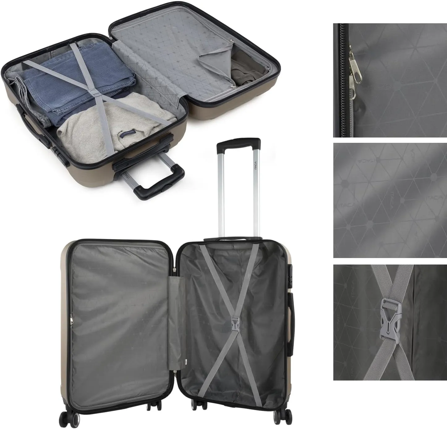 ITACA Travel Suitcase. 4 Wheel Suitcase Set - Travel Suitcase Set - Lightweight Travel Suitcase Set. Combination Lock 771100B