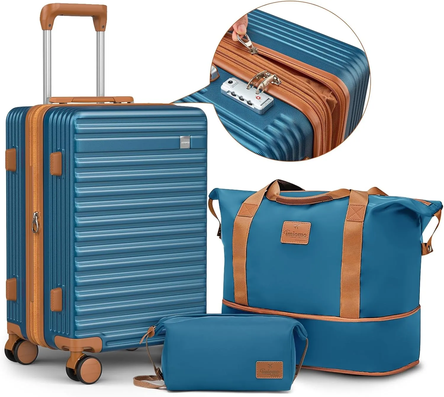 Joyway Hard Case Set, 3 Pieces Carrier, Travel Case, 4 Rolls, Lightweight Trolley Case with TSA, M, 35L   30L, Blue, M, suitcase