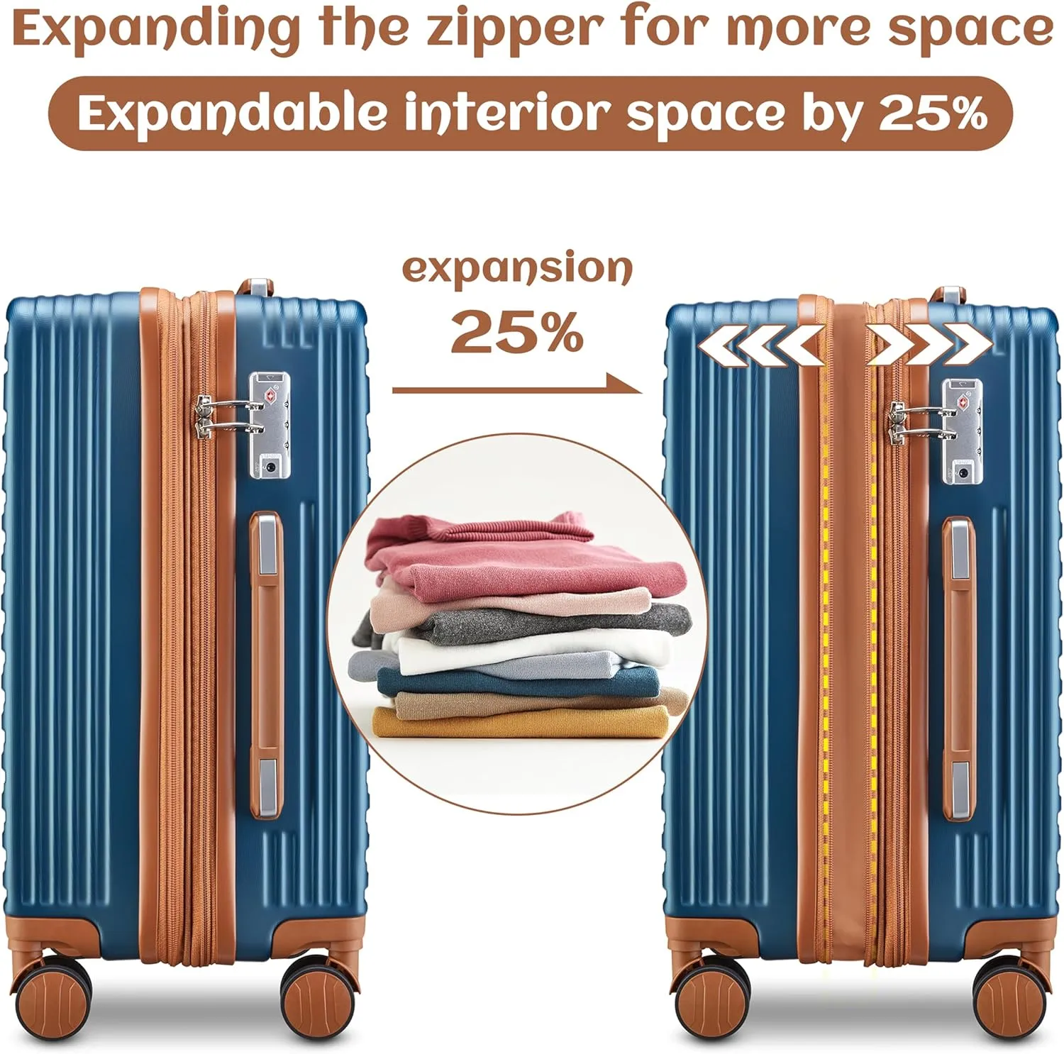 Joyway Hard Case Set, 3 Pieces Carrier, Travel Case, 4 Rolls, Lightweight Trolley Case with TSA, M, 35L   30L, Blue, M, suitcase