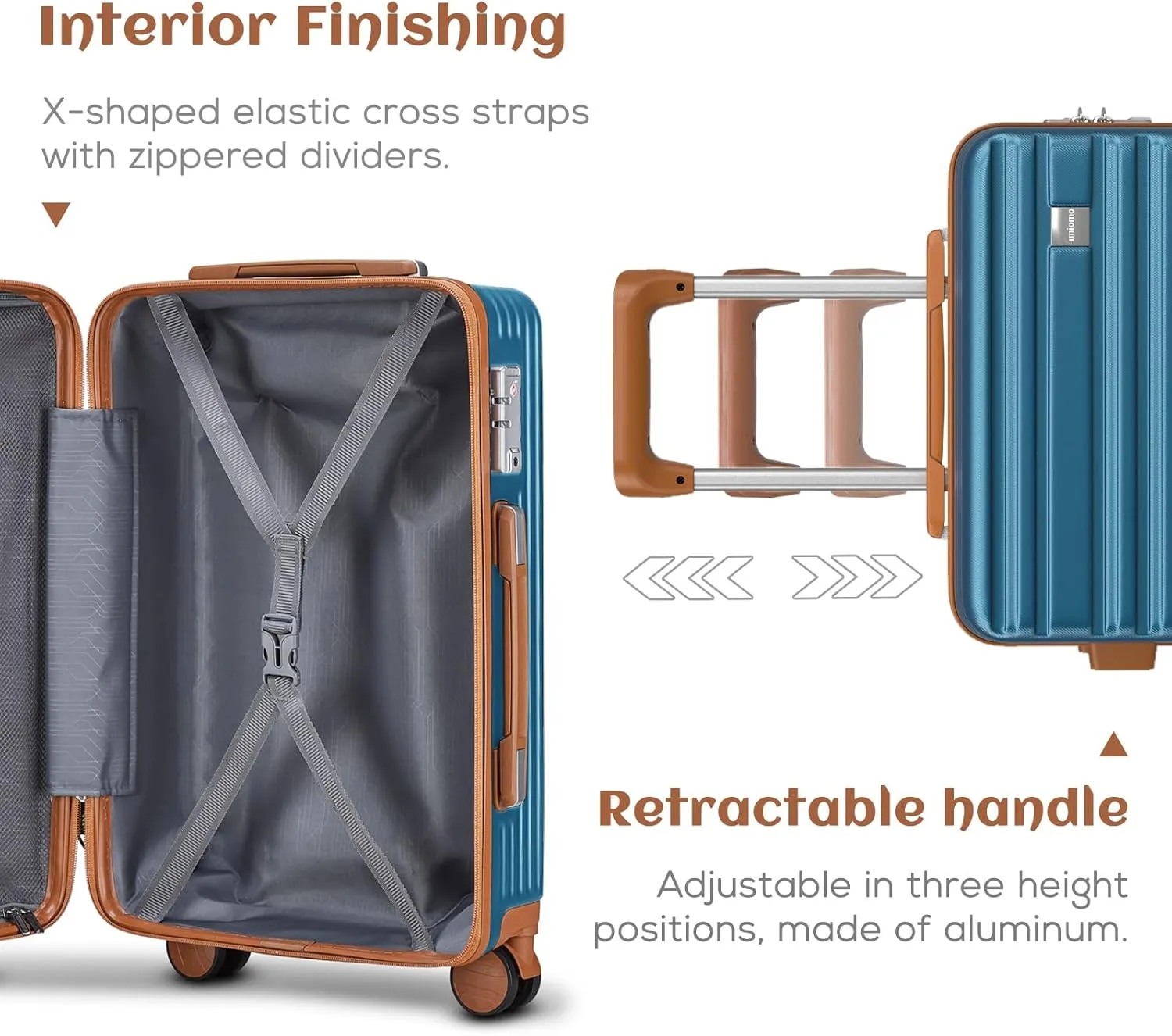 Joyway Hard Case Set, 3 Pieces Carrier, Travel Case, 4 Rolls, Lightweight Trolley Case with TSA, M, 35L   30L, Blue, M, suitcase