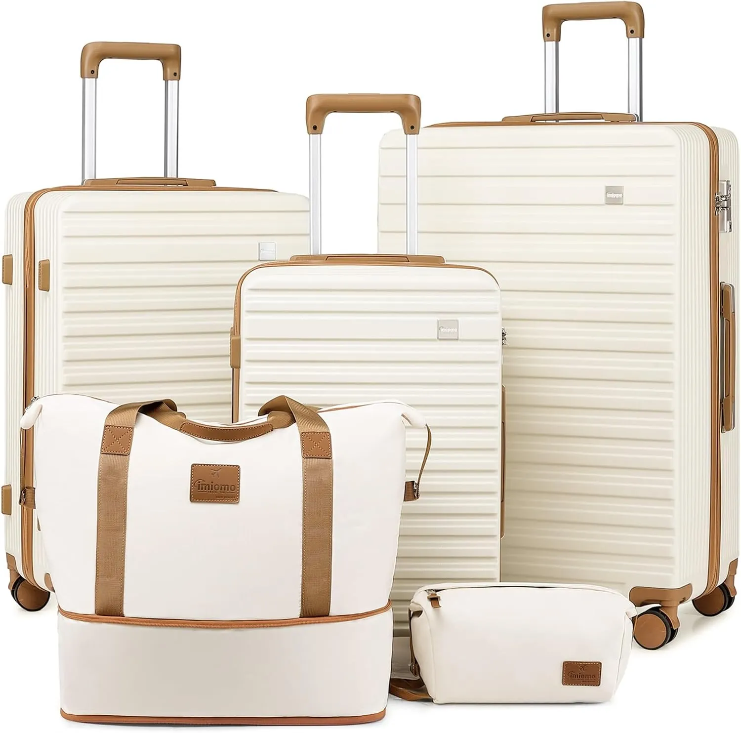 Joyway Hard Shell Suitcase Set with 4 Wheels Lightweight Travel Suitcase Set with TSA Lock Made of ABS Hard Shell The Case Includes 1 Carry Bag and 1 Toiletry Bag, White, Koffer-Set, Travel