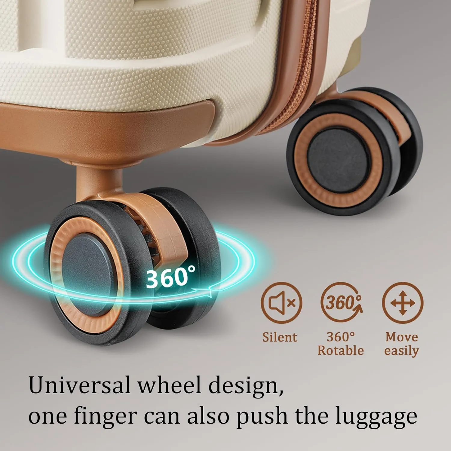 Joyway Luggage Sets 2 Piece PP Hardshell Carry on Suitcase and Checked Luggage, Travel Lightweight Suitcase Set with Double Spinner Wheels and TSA Lock, Beige Brown, 20 28 inch