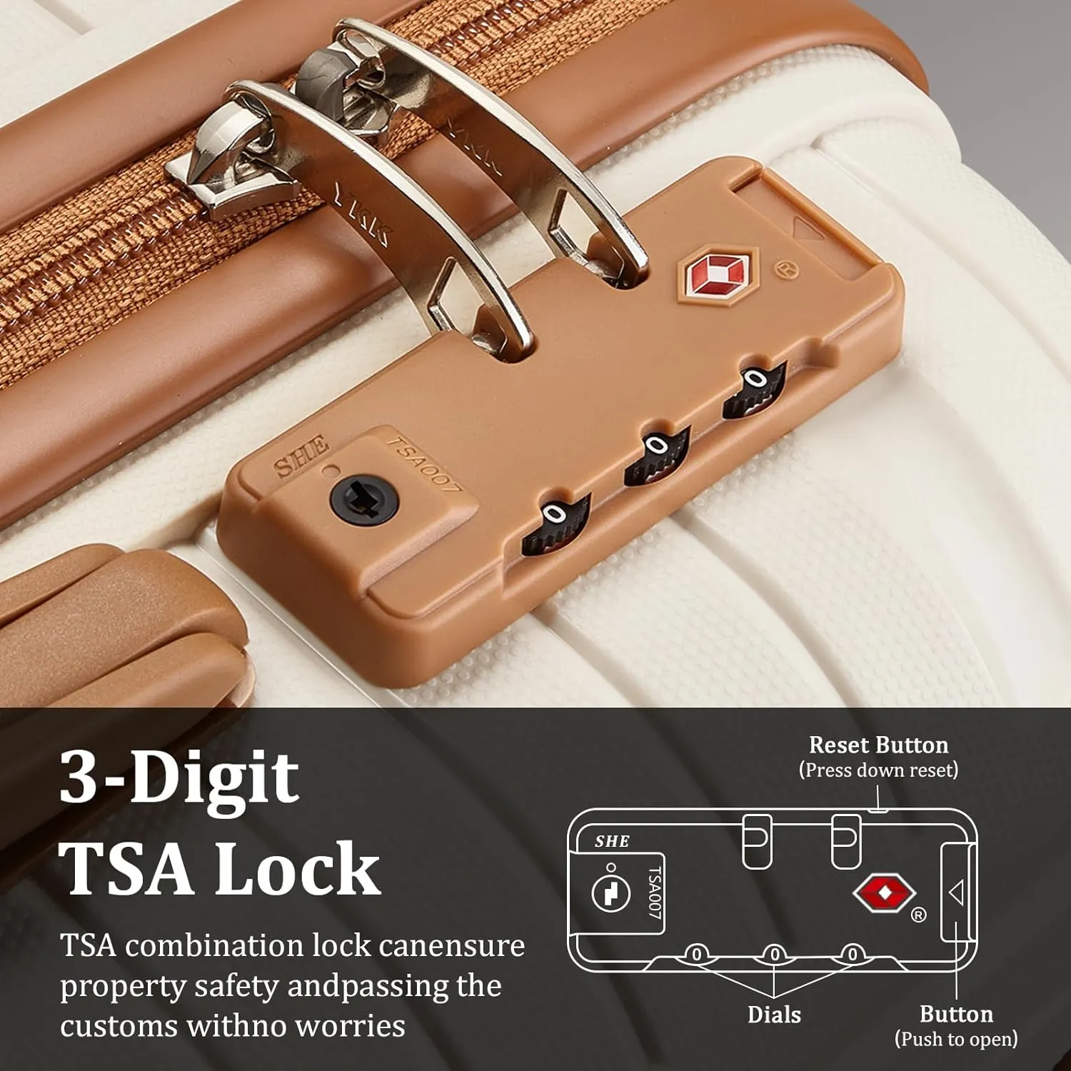 Joyway Luggage Sets 2 Piece PP Hardshell Carry on Suitcase and Checked Luggage, Travel Lightweight Suitcase Set with Double Spinner Wheels and TSA Lock, Beige Brown, 20 28 inch