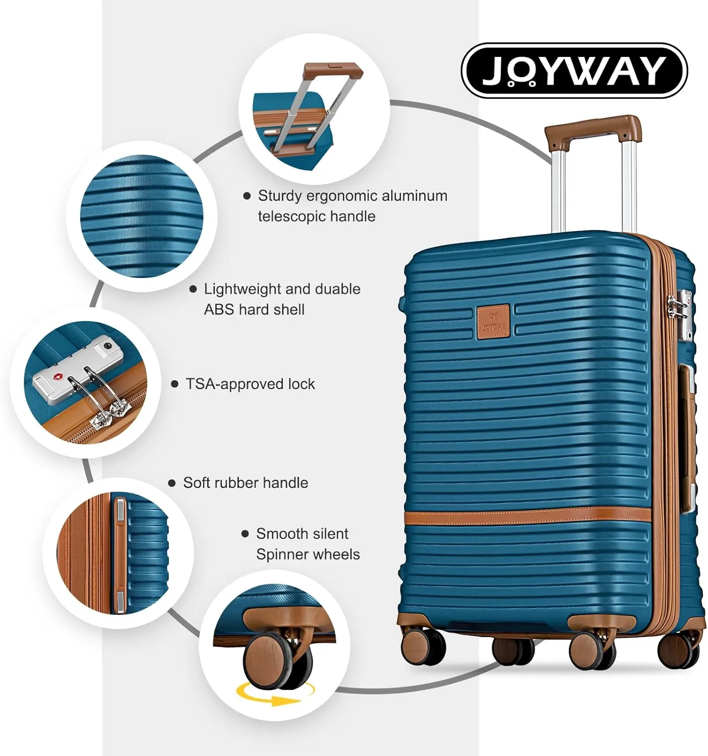 Joyway Suitcase Travel Suitcase from ABS Hard Shell Expandable Trolley Suitcase Set