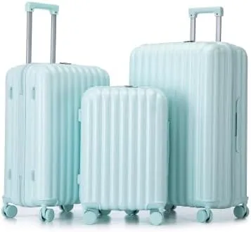 Luggage Set,3 Piece Suitcase with Spinner Wheels, Suitcase with with Cup Holder & USB Port & Phone Holder, Carry On Luggage Easy Travel for Men and Women(20/24/28) (Mint Green)