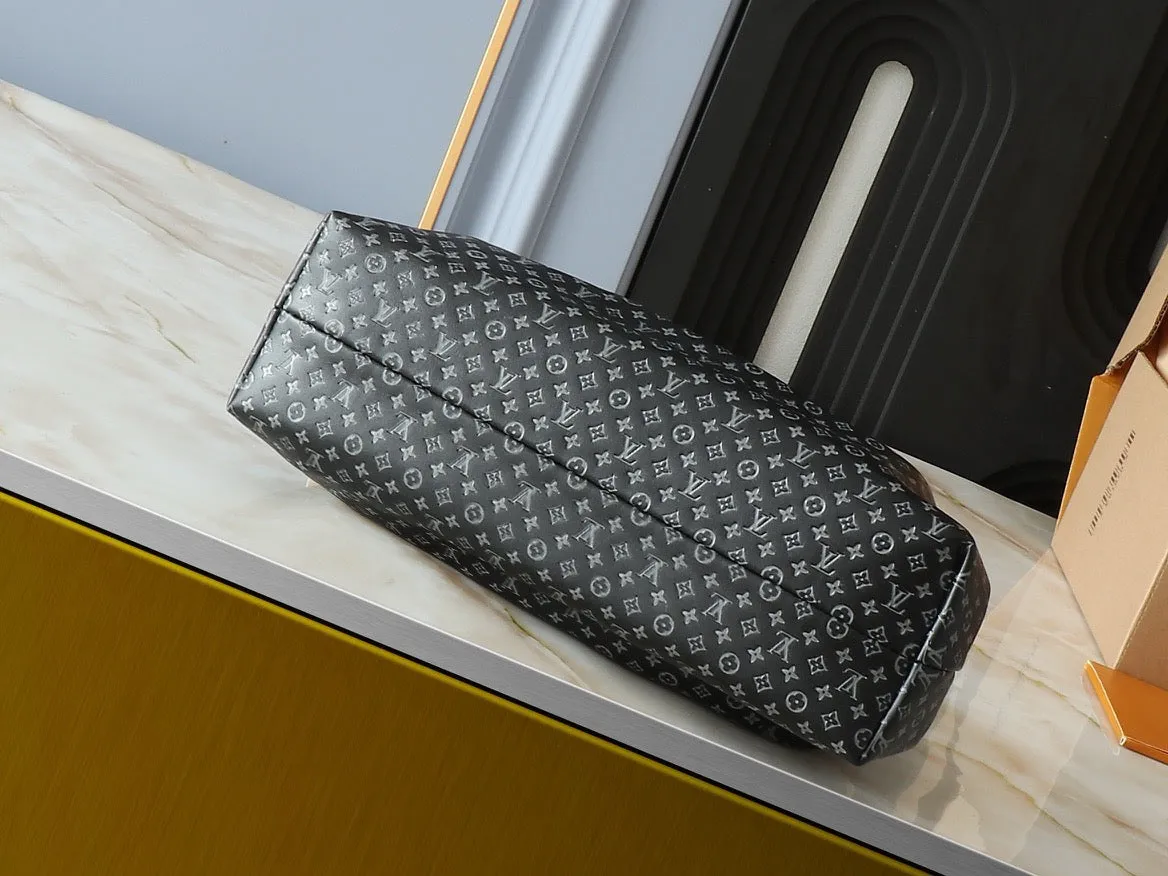 LV Nanogram Embossed Leather Clutch