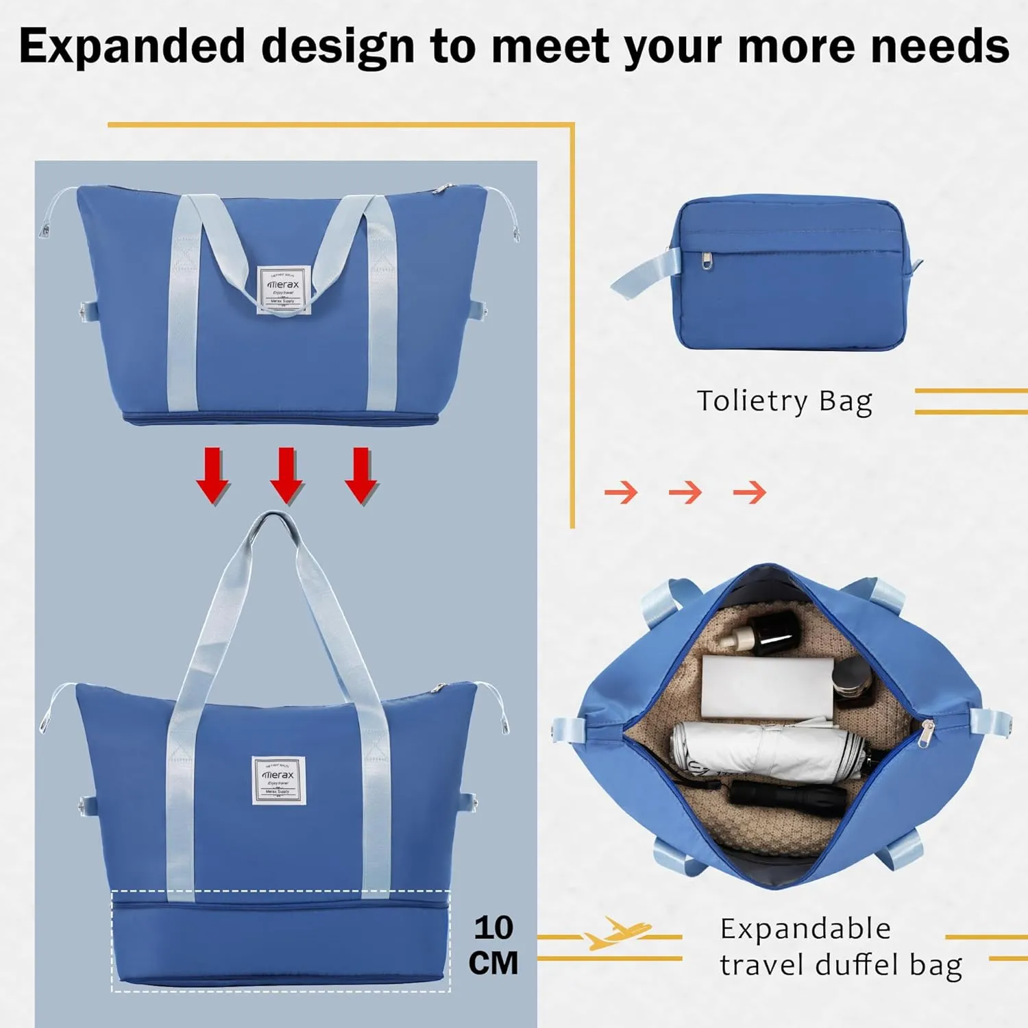 Merax Luggage Sets 2 Piece Suitcase Set, Hardshell 20 IN & 24 IN Suitcase Set with Duffel Bag, Travel Suitcases with Spinner Wheels and TSA Lock(Blue)