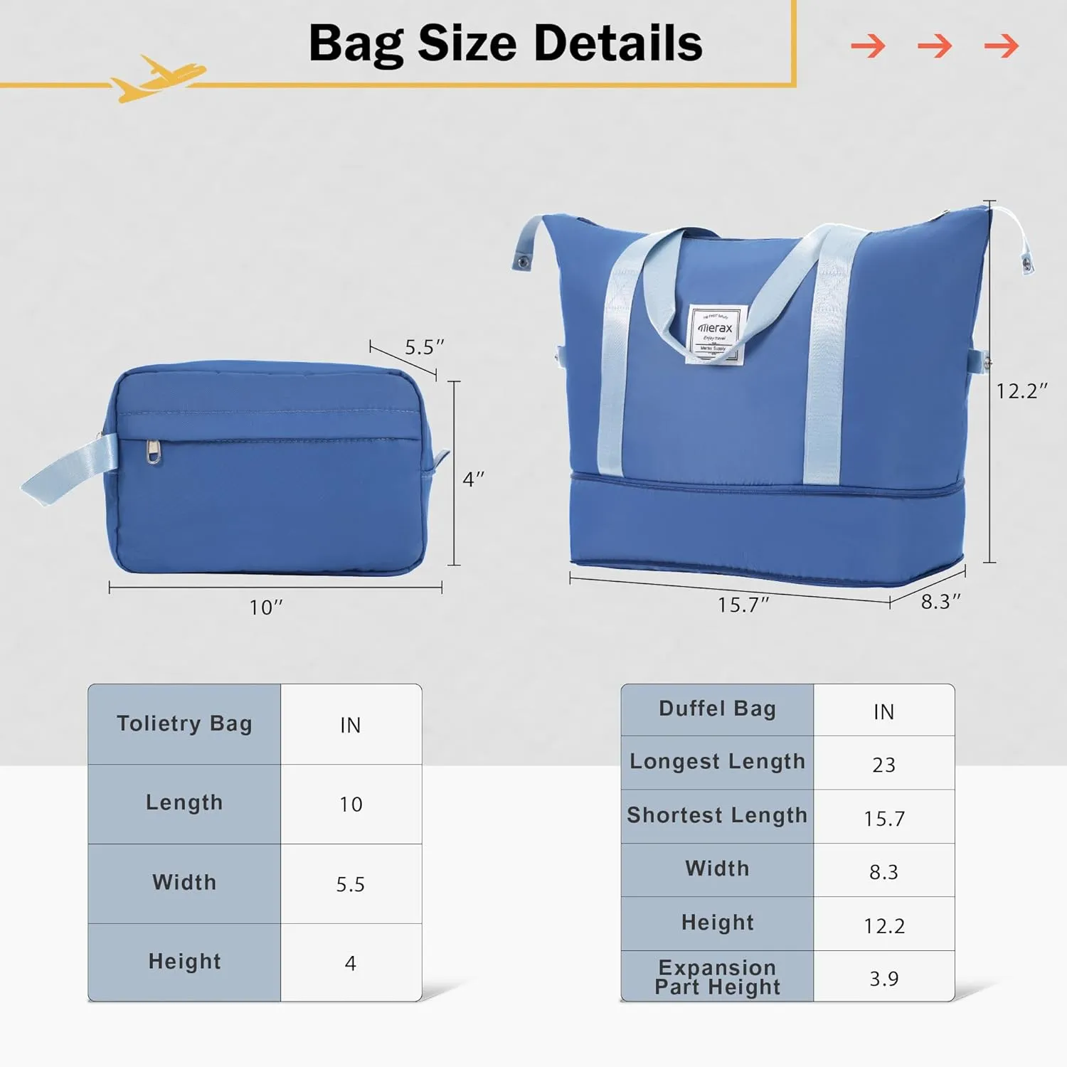 Merax Luggage Sets 2 Piece Suitcase Set, Hardshell 20 IN & 24 IN Suitcase Set with Duffel Bag, Travel Suitcases with Spinner Wheels and TSA Lock(Blue)