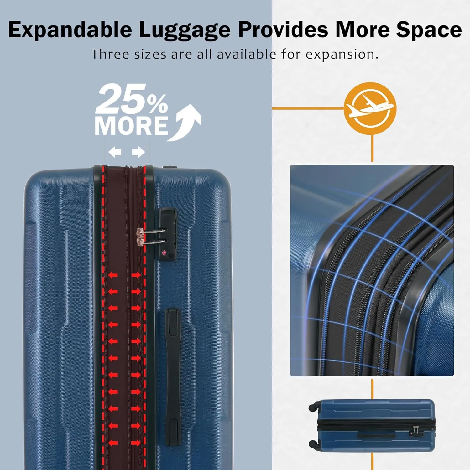 Merax Luggage Sets 2 Piece Suitcase Set, Hardshell 20 IN & 24 IN Suitcase Set with Duffel Bag, Travel Suitcases with Spinner Wheels and TSA Lock(Blue)
