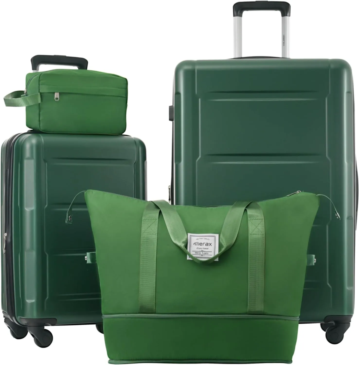 Merax Luggage Sets 4 Piece Suitcase Set, Expandable Hardside 20 IN & 28 IN Suitcase Set with Duffel Bag, Lightweight Travel Luggage with Spinner Wheels and TSA Lock(Dark Green)