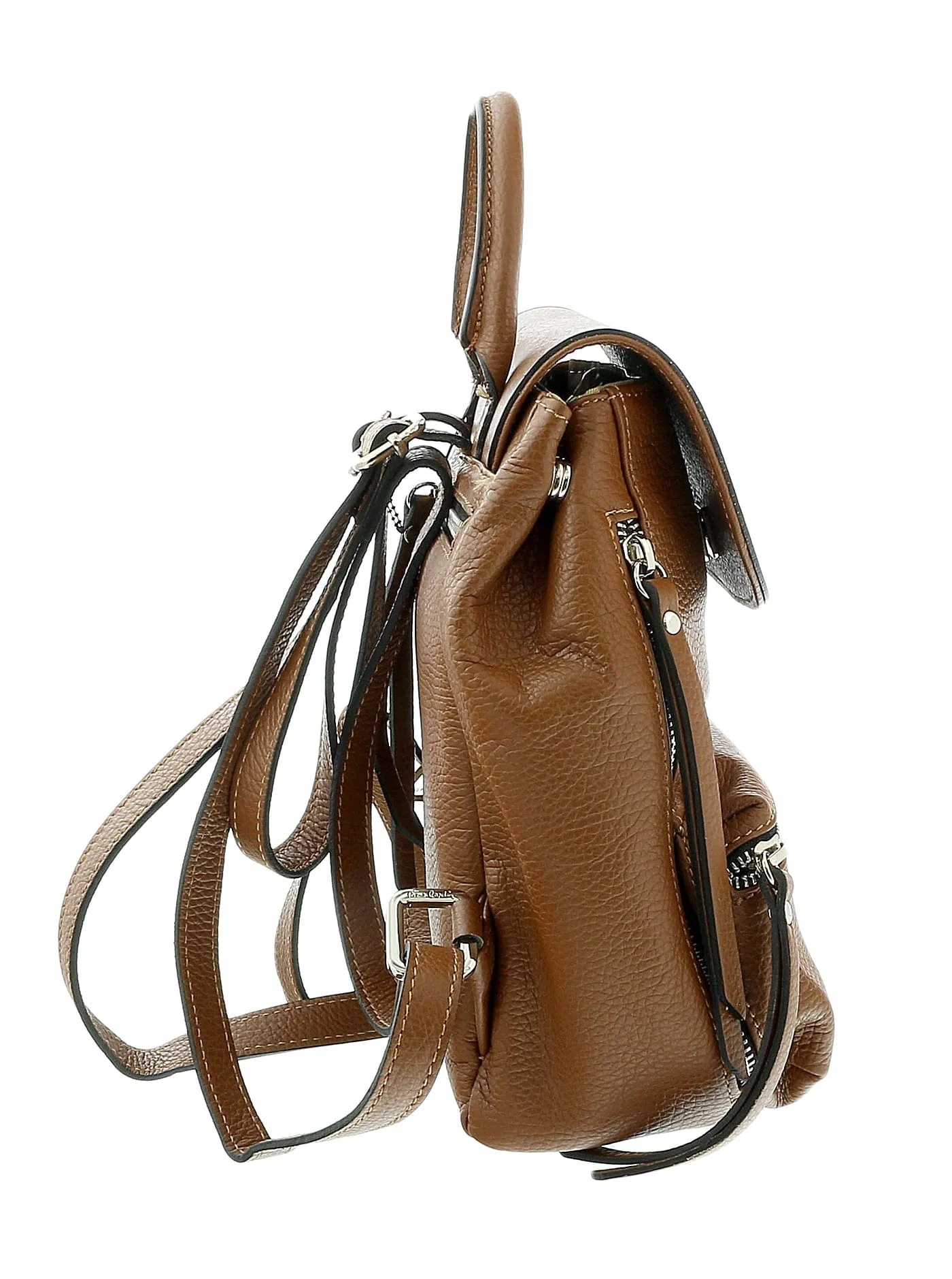 Pierre Cardin Brown Leather Small Fashion Backpack