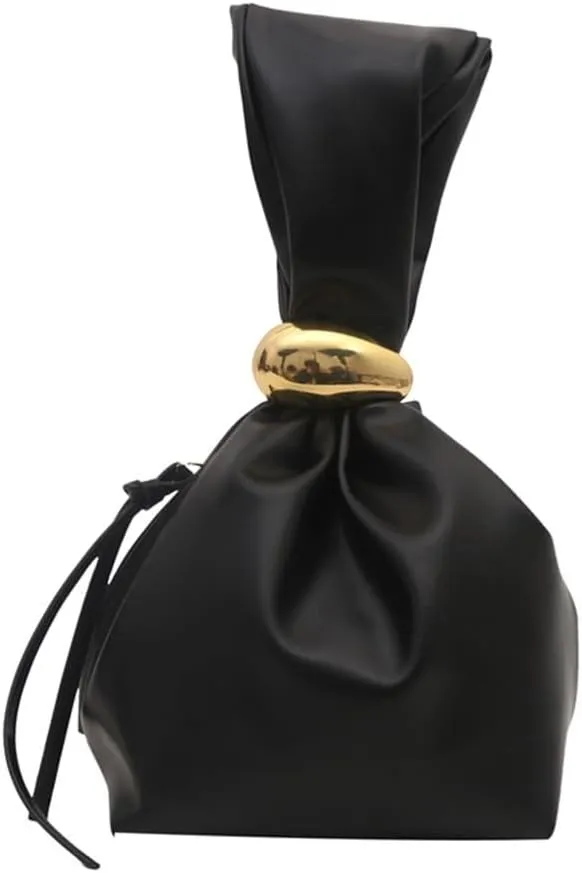 Pleated Bucket Bag for Women Elegant PU Leather Handbag Casual Evening Purse Top Handle Bag with Spacious Interior