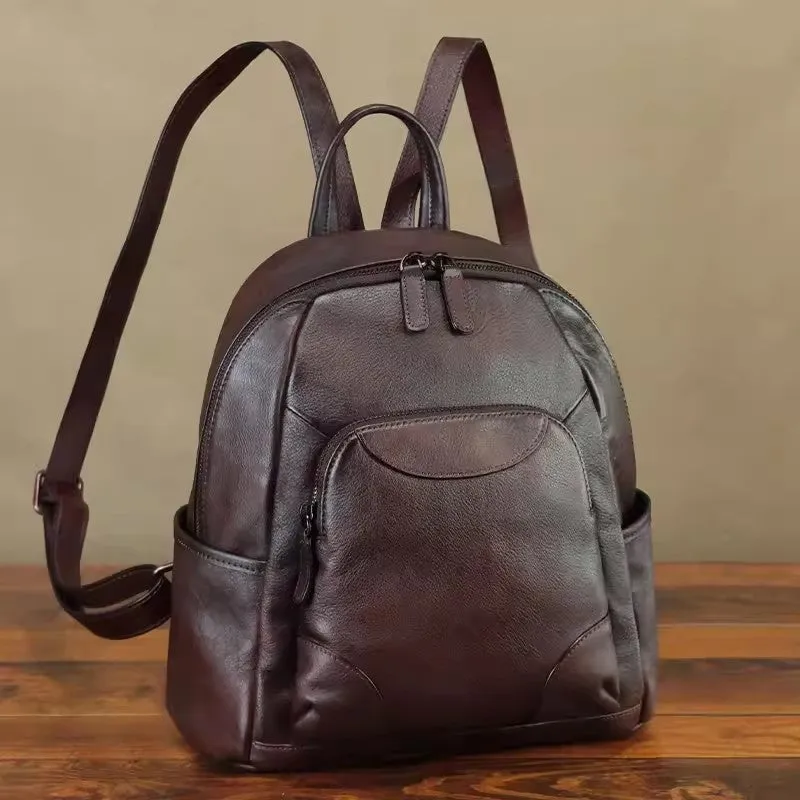 Stylish Ladies Leather Backpack Purse Ladies Brown Leather Rucksack
