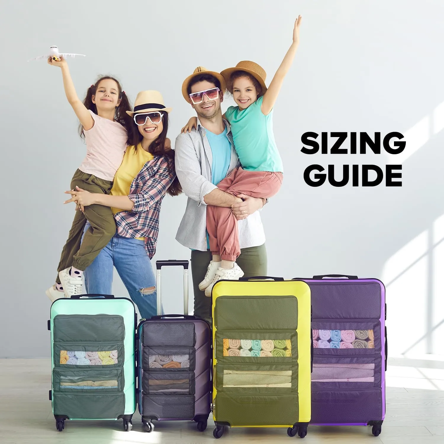 Suitcase Organizer, Travel Luggage Organizer Hanging Shelves Packing Cube Closet/Collapsible Portable Travel Organizer for Carry-on, Black-XL, X-Large