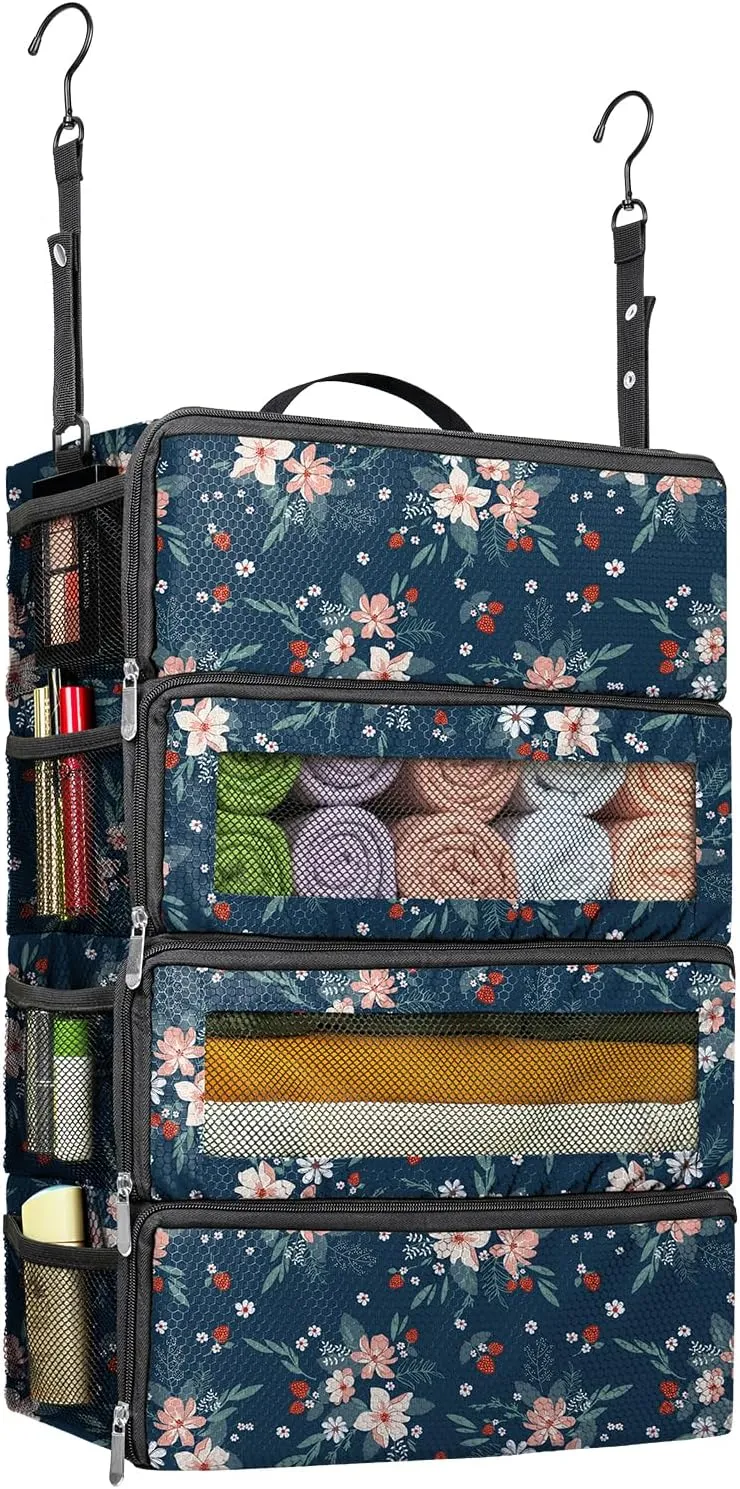 Suitcase Organizer, Travel Luggage Organizer Hanging Shelves Packing Cube Closet/Collapsible Portable Travel Organizer for Carry-on, Medium, Berry