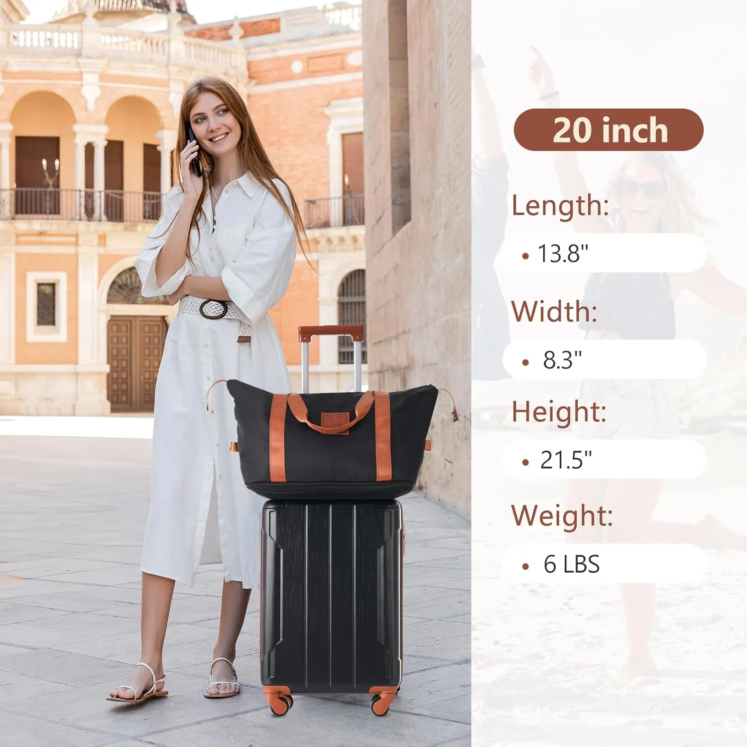 Suitcase Set 3 Piece Carry On Hardside Luggage with TSA Lock Spinner Wheels, Luggage Sets 20 Inch Carry on Suitcase ABS Hardshell Luggage 3 Piece Set with TSA Lock Spinner Wheels
