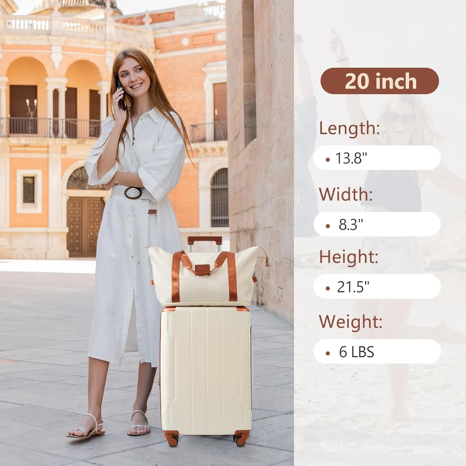 Suitcase Set 3 Piece Carry On Hardside Luggage with TSA Lock Spinner Wheels, Luggage Sets 20 Inch Carry on Suitcase ABS Hardshell Luggage 3 Piece Set with TSA Lock Spinner Wheels
