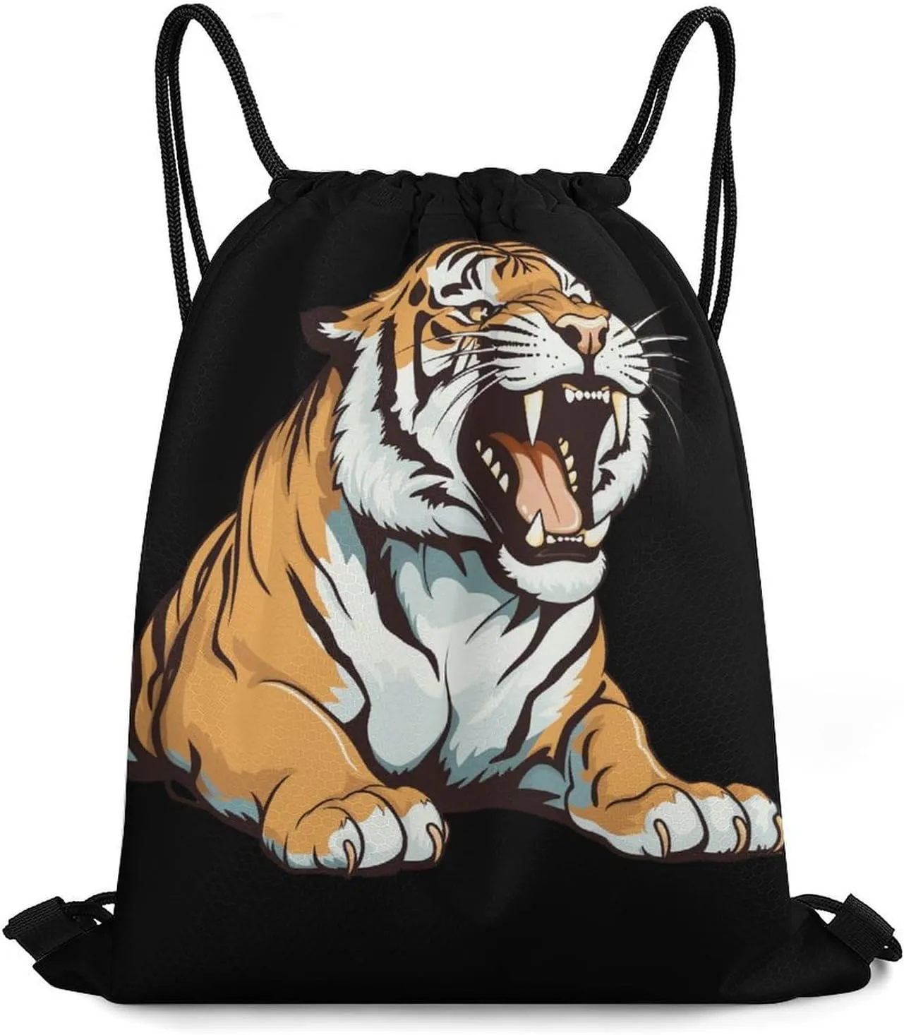 Tiger Drawstring Backpack Lightweight String Bag Sports Sackpack Cinch Bags for Gym Travel