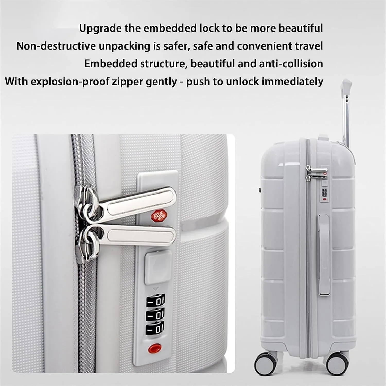 Travel Suitcase Luggage Sets 3 Piece Suitcases With Wheels, Expandable And Travel Lightweight Carry-on Luggage(A)