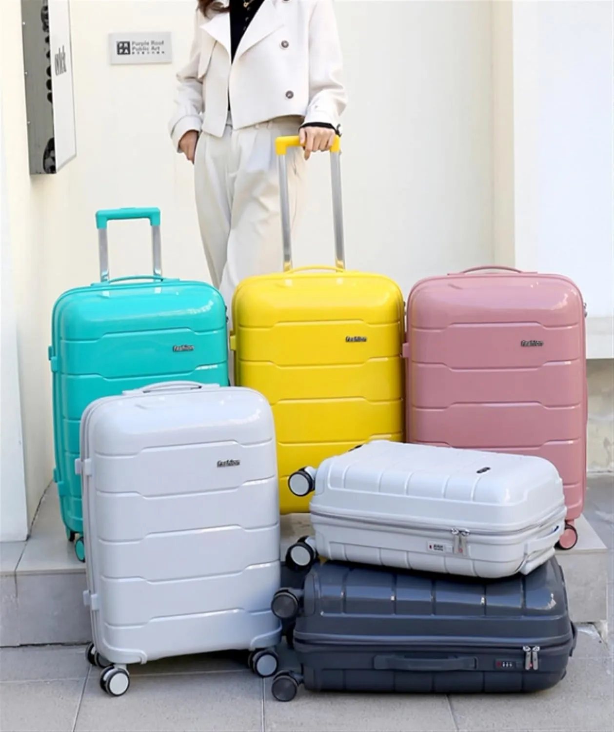 Travel Suitcase Luggage Sets 3 Piece Suitcases With Wheels, Expandable And Travel Lightweight Carry-on Luggage(A)