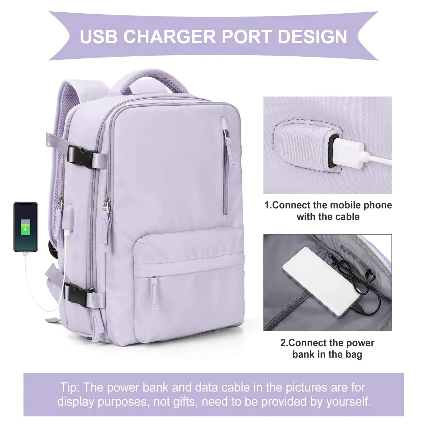UAKISS  -  Lightweight Travel Backpack Bags Large Capacity Women's Multifunctional Suitcase USB Charging Woman airplane Luggage Bagpacks