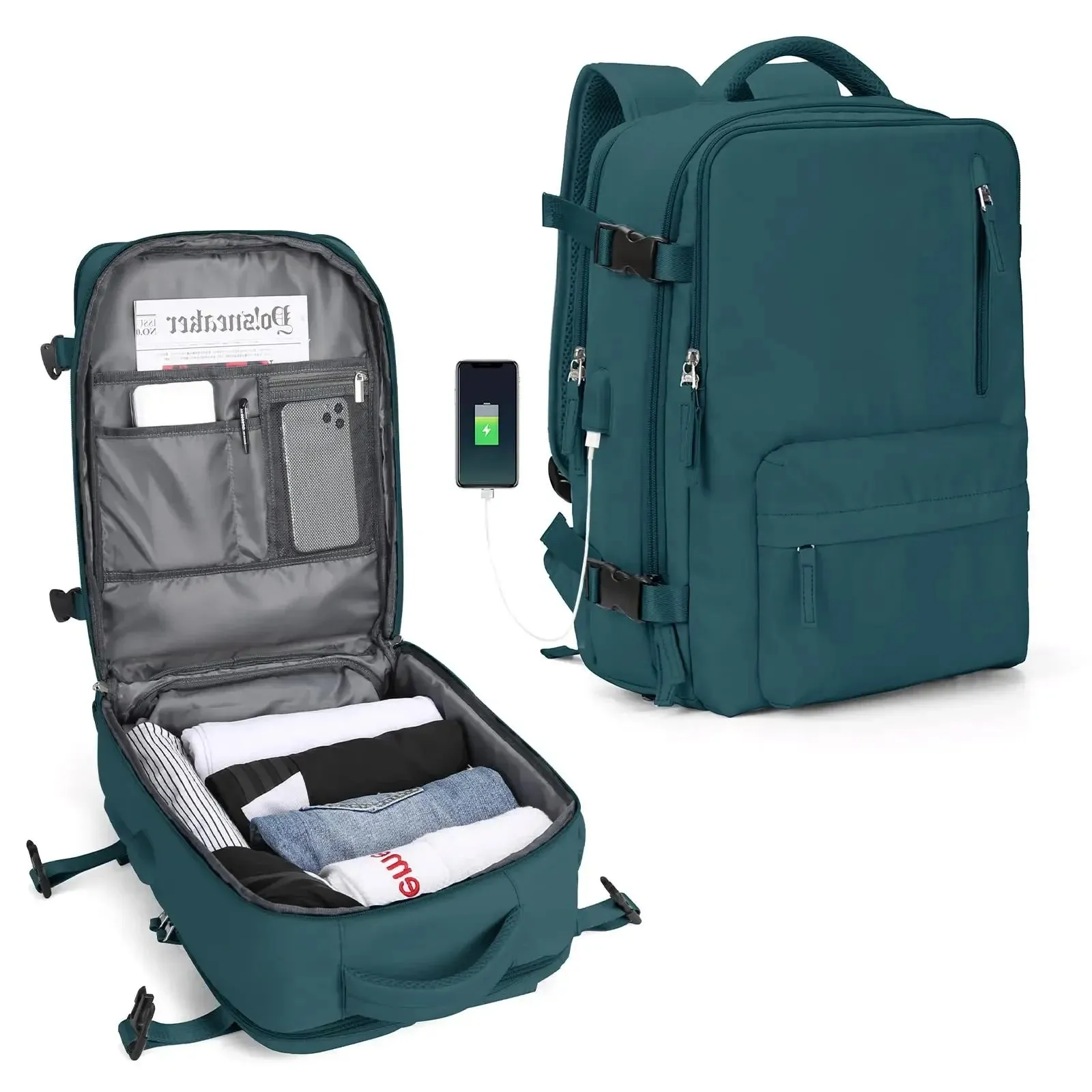 UAKISS  -  Lightweight Travel Backpack Bags Large Capacity Women's Multifunctional Suitcase USB Charging Woman airplane Luggage Bagpacks