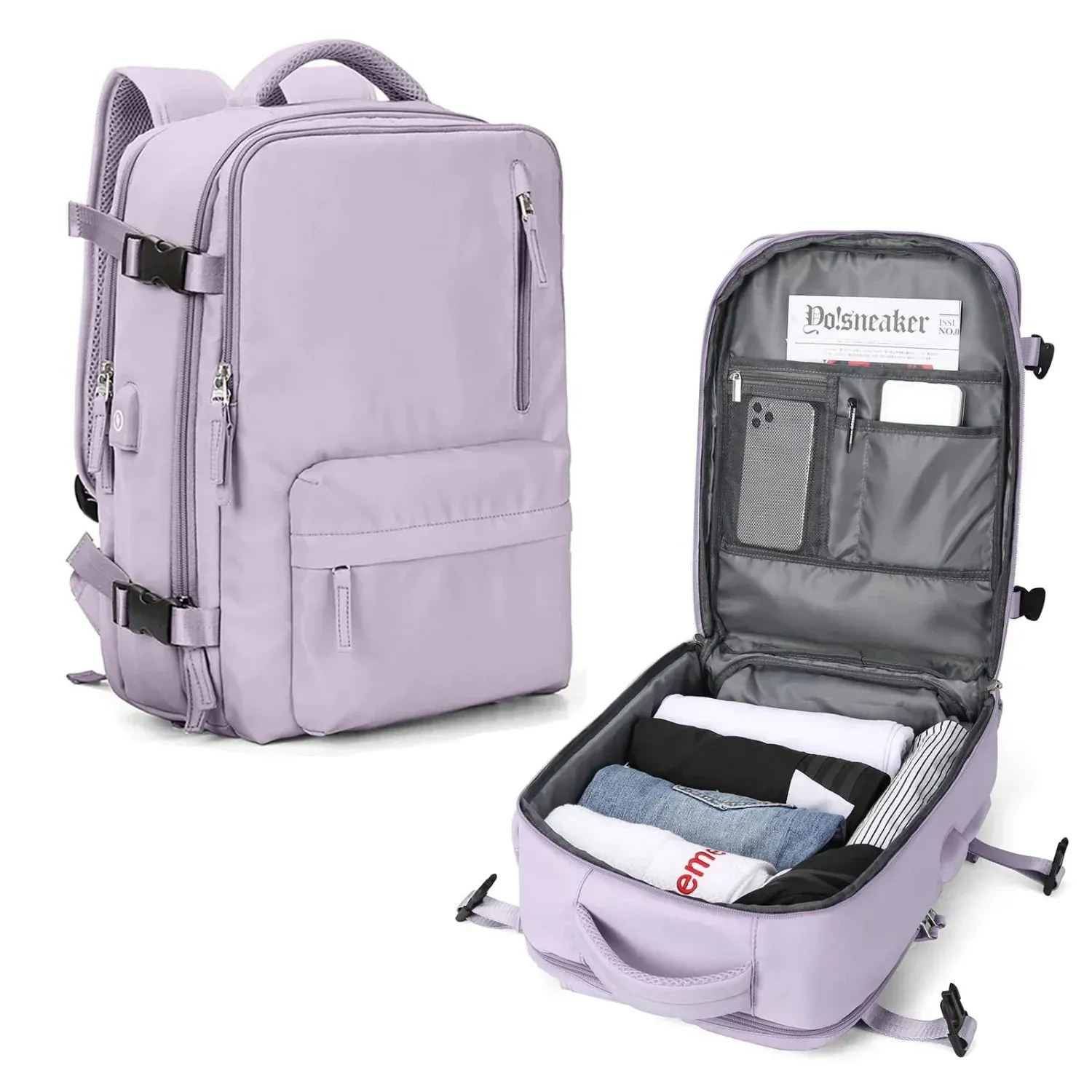 UAKISS  -  Lightweight Travel Backpack Bags Large Capacity Women's Multifunctional Suitcase USB Charging Woman airplane Luggage Bagpacks