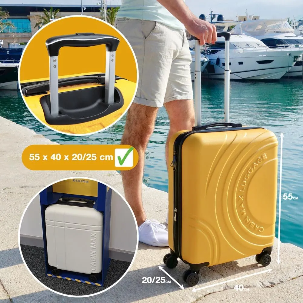 Velocity 55x40x20cm (22x16x8) Expandable Suitcase 4 Wheel Luggage Cabin Bags Suitable for Ryanair, Easyjet, Jet 2 Paid Carry On (White)