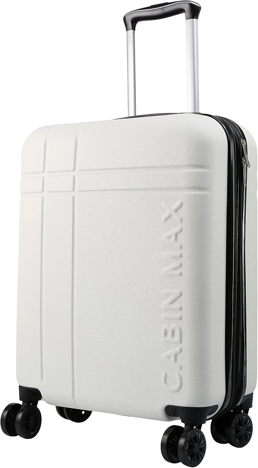 Velocity 55x40x20cm (22x16x8) Expandable Suitcase 4 Wheel Luggage Cabin Bags Suitable for Ryanair, Easyjet, Jet 2 Paid Carry On (White)