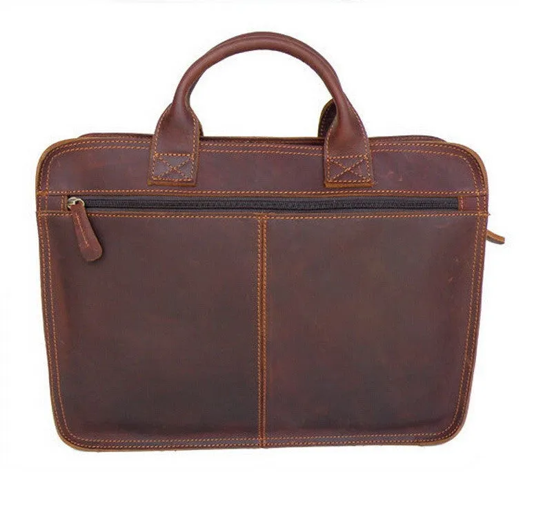 Vintage Genuine Leather Men's Laptop Briefcase