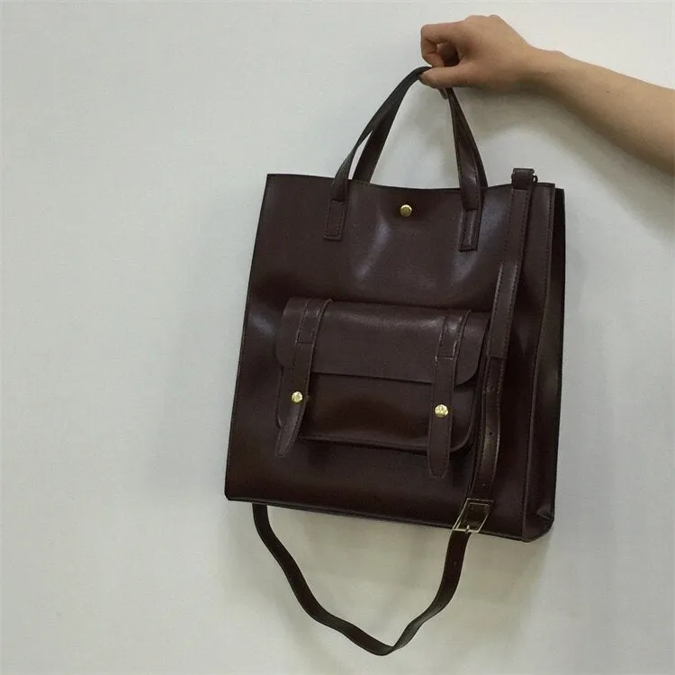 Vintage Women Handbag Large Capacity PU Leather Shoulder bag female Messenger bag lady big Tote Bag briefcase bolsa feminina