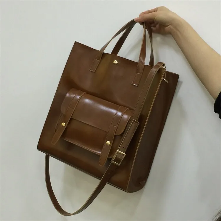 Vintage Women Handbag Large Capacity PU Leather Shoulder bag female Messenger bag lady big Tote Bag briefcase bolsa feminina