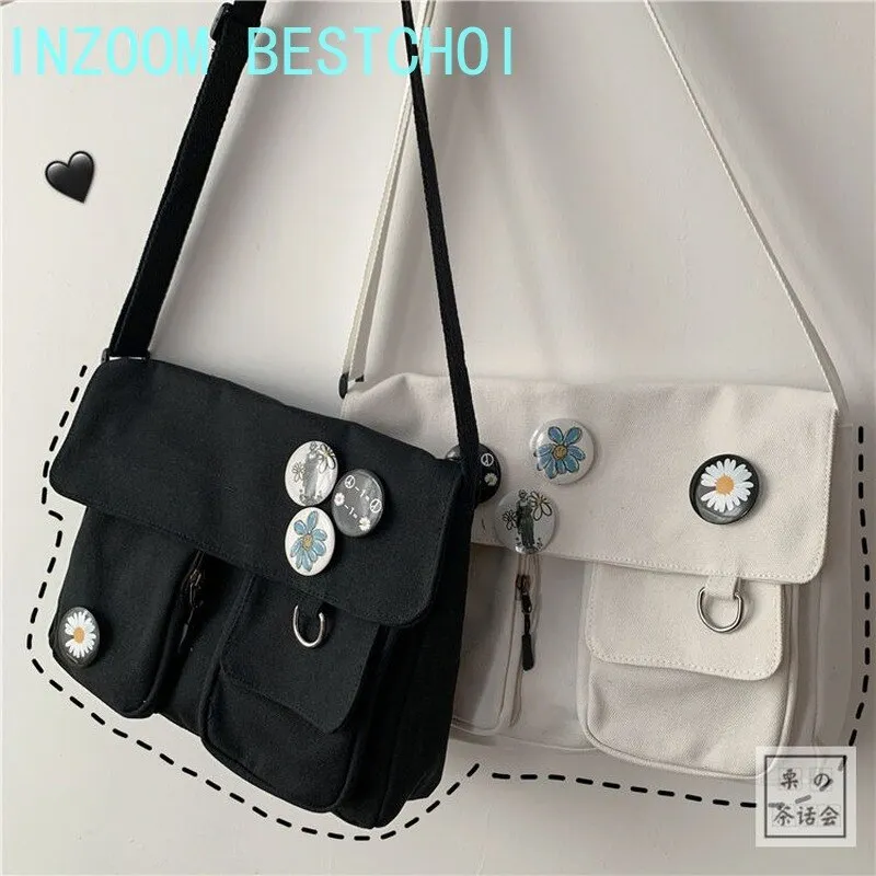 Vvsha Crossbody Tooling Canvas Student Messenger Bag Large Capacity Female Casual Shoulder Multifunctional Outdoor Travel School Bag
